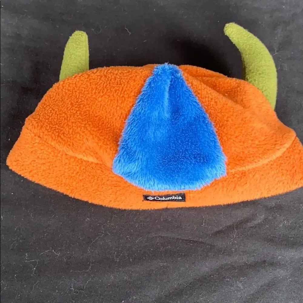 Columbia Sportswear Infant 0/S Orange Fleece Ogre‎ Face Hat with Horns